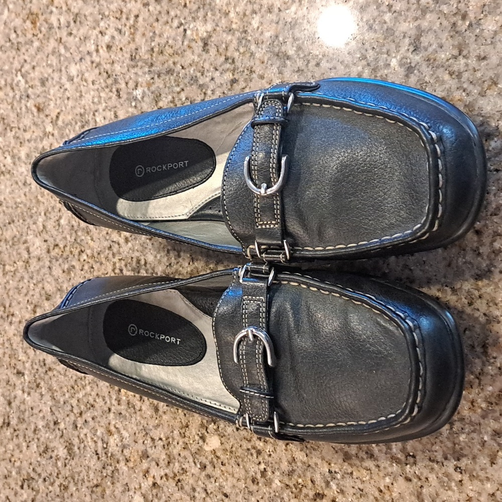 Rockport Black Leather Classic Loafers, Sz. 8.5 W